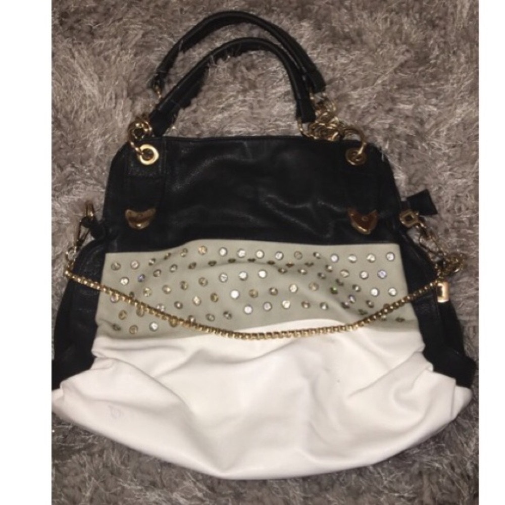 Black and white rhinestone purse